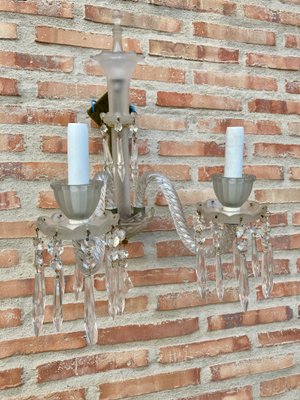 French Cut Glass Sconces with Crystals, 1922, Set of 2-NOU-860909