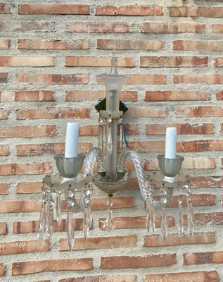 French Cut Glass Sconces with Crystals, 1922, Set of 2-NOU-860909