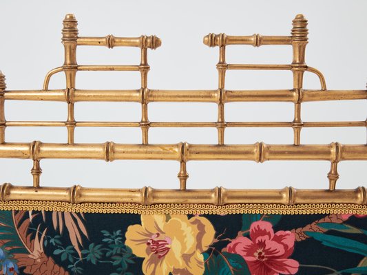 French Decorative Firescreen in Faux Bamboo and Giltwood, 1960s-YJA-1731622