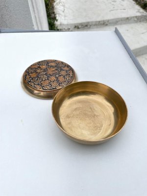 French Decorative Jewerly Box in Brass with Flower Pattern, 1970-UR-1293630