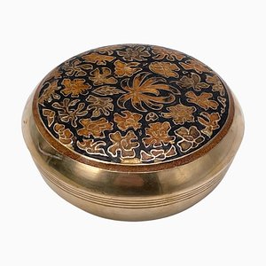 French Decorative Jewerly Box in Brass with Flower Pattern, 1970-UR-1293630