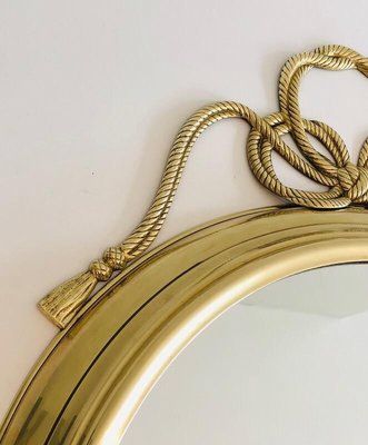 French Decorative Oval Brass Mirror, 1970s-BA-778485