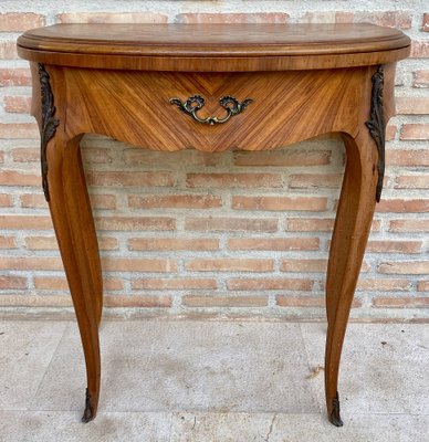 French Demi Lune Folding Card or Console Table with Baize Top, 1900s-NOU-1799577