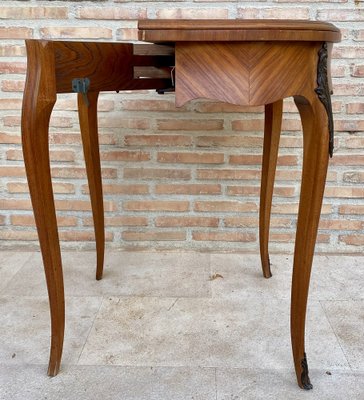 French Demi Lune Folding Card or Console Table with Baize Top, 1900s-NOU-1799577