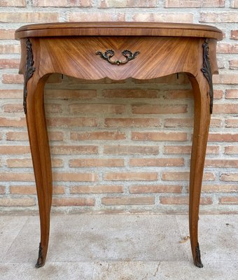 French Demi Lune Folding Card or Console Table with Baize Top, 1900s-NOU-1799577