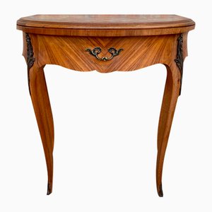 French Demi Lune Folding Card or Console Table with Baize Top, 1900s-NOU-1799577