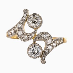 French Diamond Gold Platinum Ring-OLU-896404