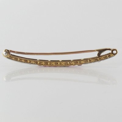 French Diamonds qne 18 Karat Yellow Gold Line Brooch, 1925-OLU-896682