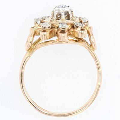 French Diamonds Retro Ring in 18 Karats Yellow Gold, 1960s-OLU-1179854