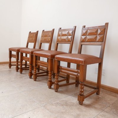 French Dining Chairs in Manner of Charles Dudouyt, Set of 4-JRP-910596