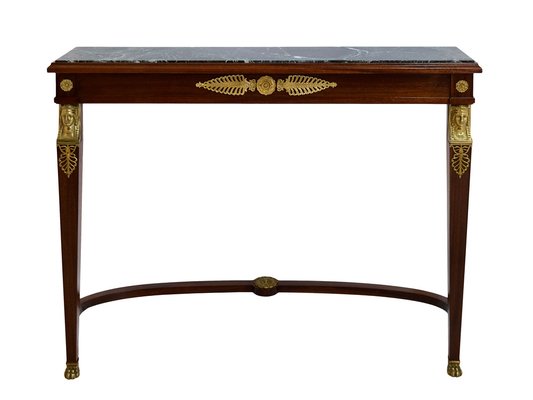 French Empire Console Table in Mahogany with Marble Top, 1850s-1860s-CXC-1749536