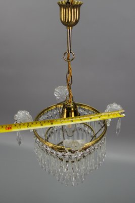 French Empire Crystal Glass and Brass Chandelier, 1930s-KEG-1364866