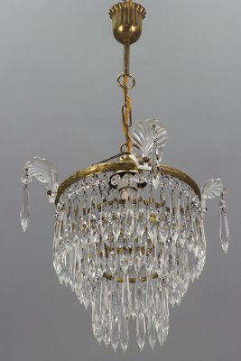 French Empire Crystal Glass and Brass Chandelier, 1930s-KEG-1364866