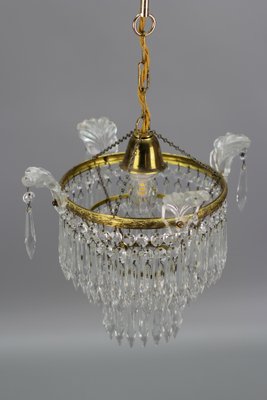 French Empire Crystal Glass and Brass Chandelier, 1930s-KEG-1364866