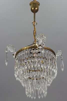 French Empire Crystal Glass and Brass Chandelier, 1930s-KEG-1364866