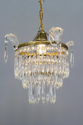 French Empire Crystal Glass and Brass Chandelier, 1930s-KEG-1364866