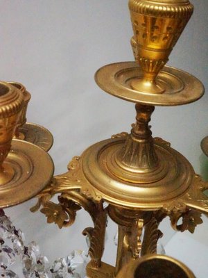 French Empire Neoclassical 7-Light Candelabra in Gilt Bronze and Crystal-EA-2042163