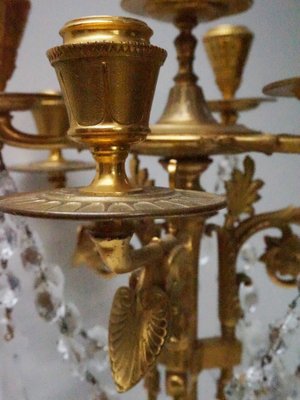 French Empire Neoclassical 7-Light Candelabra in Gilt Bronze and Crystal-EA-2042163