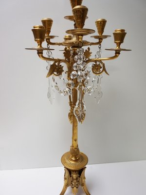 French Empire Neoclassical 7-Light Candelabra in Gilt Bronze and Crystal-EA-2042163