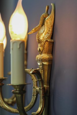 French Empire Style Gilt Bronze 2-Light Sconces, Early 20th Century, Set of 2-KEG-1192990