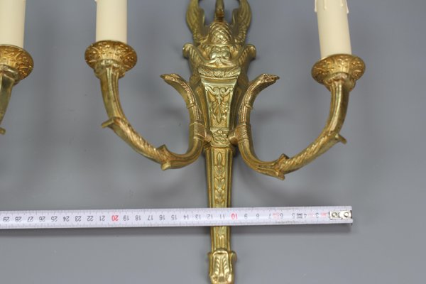 French Empire Style Gilt Bronze 2-Light Sconces, Early 20th Century, Set of 2-KEG-1192990