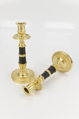 French Empire Style Gilt Bronze and Patinated Brass Candlesticks, Set of 2-KEG-796224