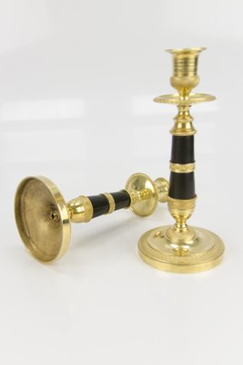 French Empire Style Gilt Bronze and Patinated Brass Candlesticks, Set of 2-KEG-796224