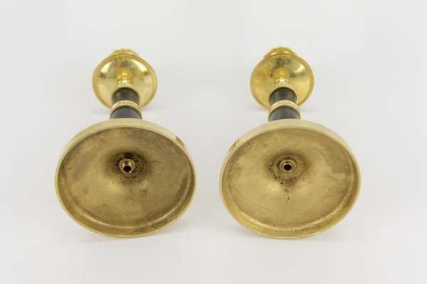 French Empire Style Gilt Bronze and Patinated Brass Candlesticks, Set of 2-KEG-796224