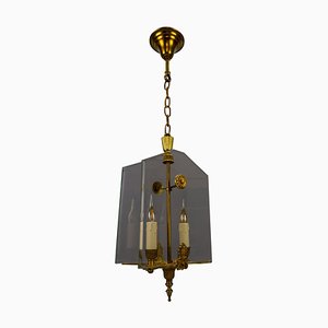 French Empire Style Glass and Bronze Pendant Light, 1950s-KEG-1721356