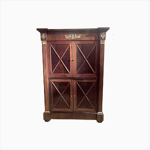 French Empire Style Mahogany and Ormolu Four Doors Cabinet, Armoire or Dry Bar-AXE-1433414