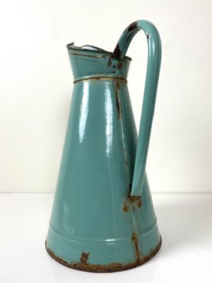 French Enamel Water Jug with Flower Decor, 1930s-WZZ-1279865