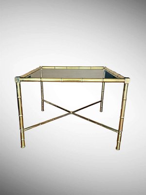 French Faux Bamboo and Brass Coffee Table, 1970s-LBS-2024498