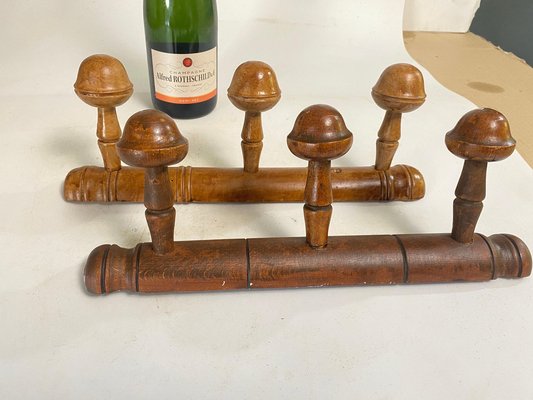 French Faux Bamboo Carved Coat & Hat Racks, France, 1920 Set of 2-UR-1754739