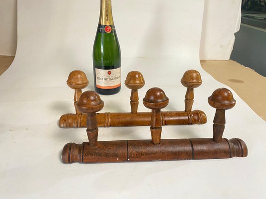 French Faux Bamboo Carved Coat & Hat Racks, France, 1920 Set of 2-UR-1754739