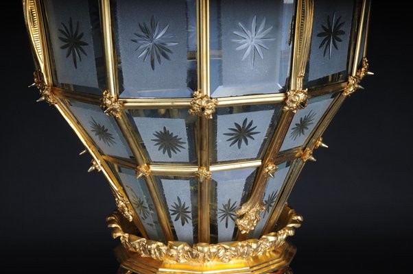 French Fire Gilt Bronze Lantern Hanging Light in Versailles Shape-FLW-1402151