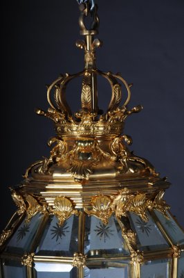 French Fire Gilt Bronze Lantern Hanging Light in Versailles Shape-FLW-1402151