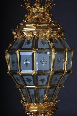 French Fire Gilt Bronze Lantern Hanging Light in Versailles Shape-FLW-1402151