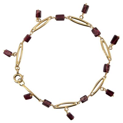 French Garnet and 18 Karat Yellow Gold Bracelet, 1900s-OLU-896781