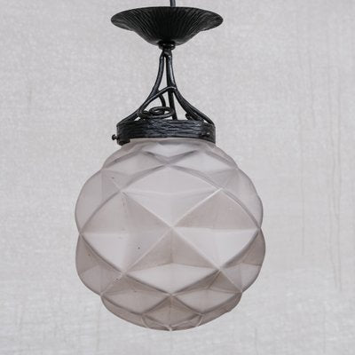 French Geometric Glass Iron Pendant Light-JRP-1364596