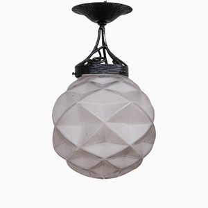 French Geometric Glass Iron Pendant Light-JRP-1364596