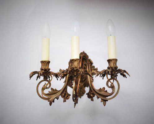 French Gilt Bronze Rococo Style Sconces, 1920s, Set of 2-VA-875874