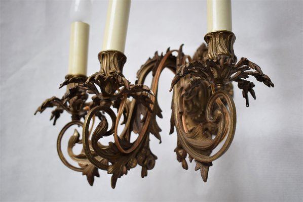 French Gilt Bronze Rococo Style Sconces, 1920s, Set of 2-VA-875874