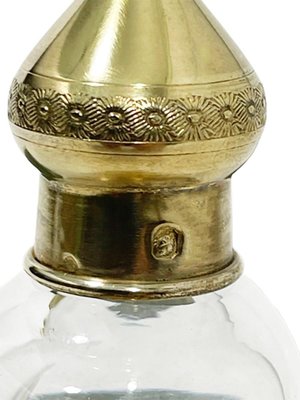 French Gold Plated and Engraved Silver Traveling Liqueur Bottle, 1890s, Set of 2-UCH-1393058