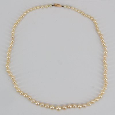 French Golden Falling Cultured Pearl Necklace, 1950s-OLU-981472