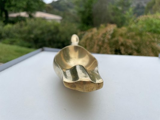 French Golden Sculptural Ashtray in Solid Brass, 1970-UR-1290021