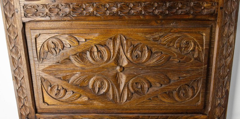 French Gothic Coat Rack in Chestnut with Mirror, 1890s-RIU-1769214