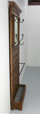 French Gothic Coat Rack in Chestnut with Mirror, 1890s-RIU-1769214