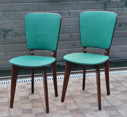 French Green Leather Chairs, Set of 2-ROJ-950018