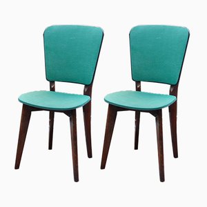 French Green Leather Chairs, Set of 2-ROJ-950018