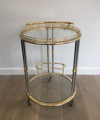 French Gunmetal and Gilt Drinks Trolley, 1970s-BA-658472